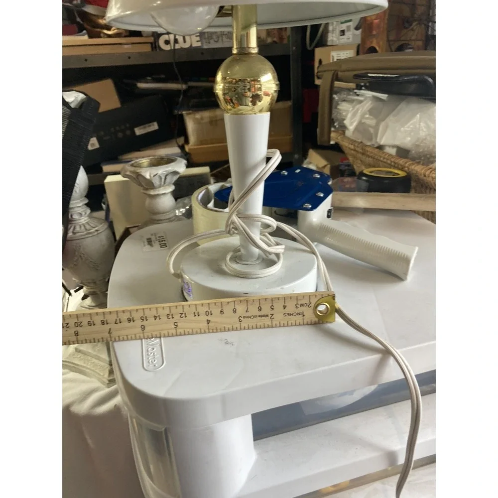 Vintage Atomic Saucer Mushroom Light  White And Gold 13